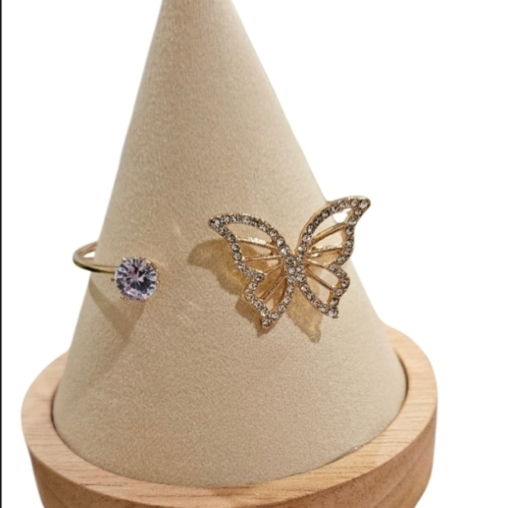 Gold Butterfly Bracelet with Crystal Accent